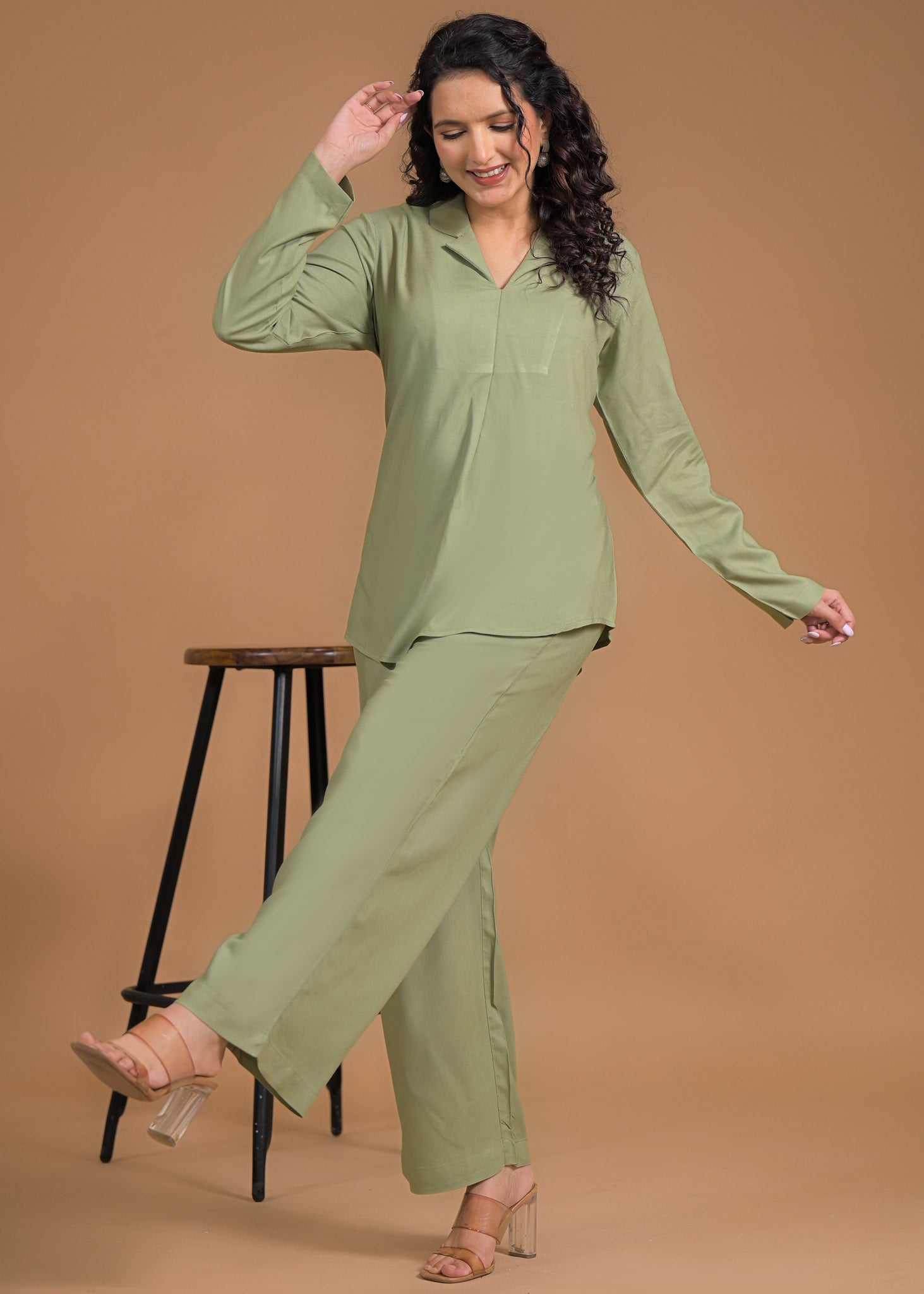 Rayon Sage Green Coord Set