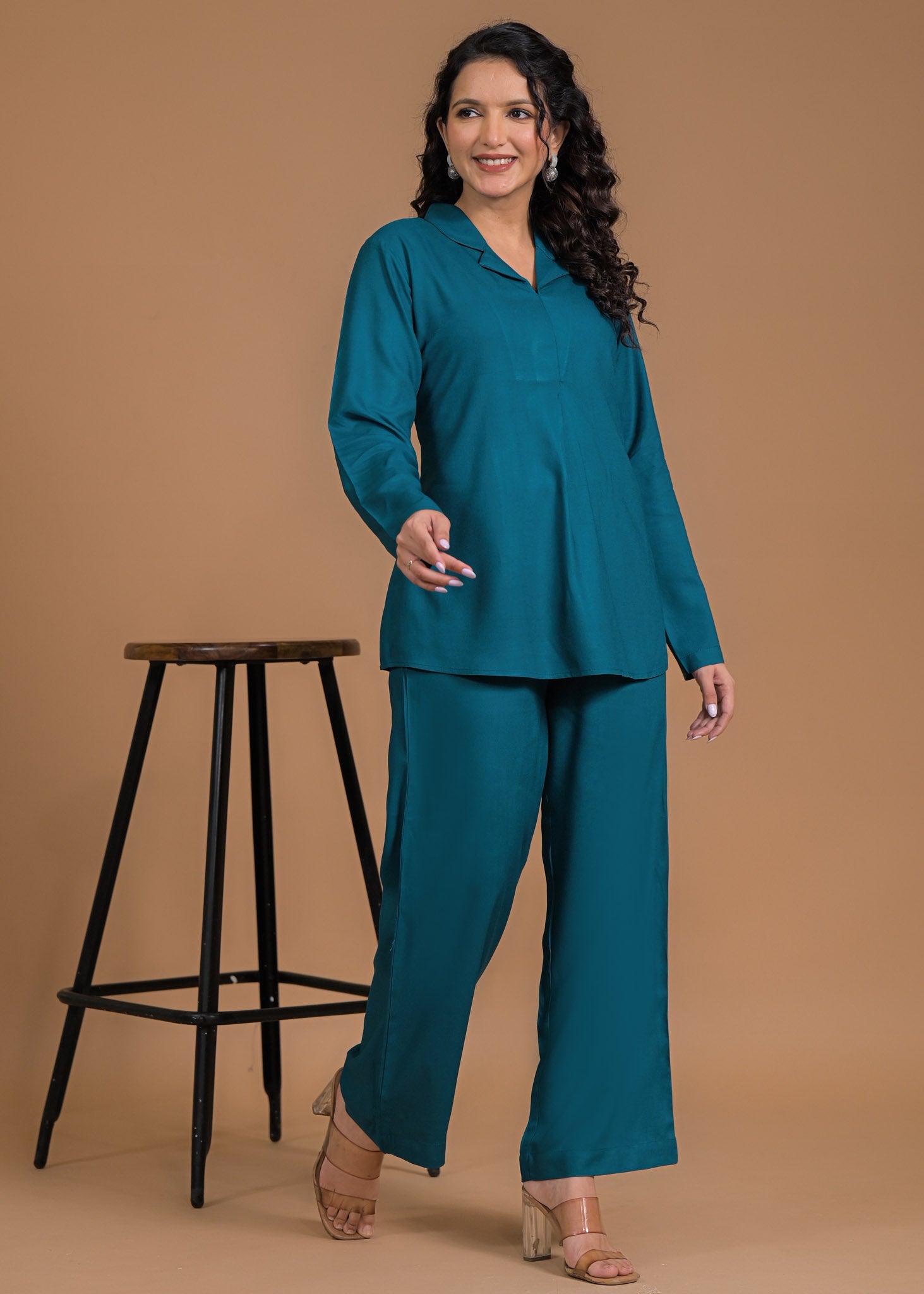 Rayon Teal Coord Set
