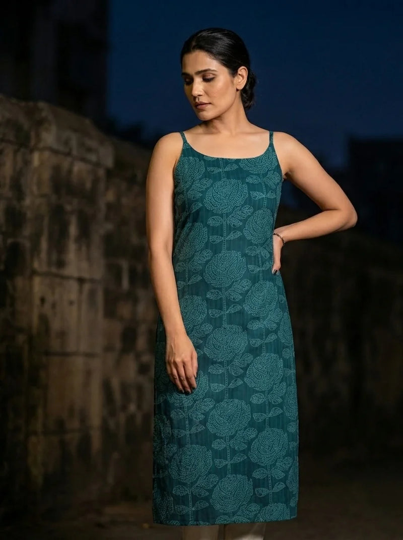 teal strappy kurta front
