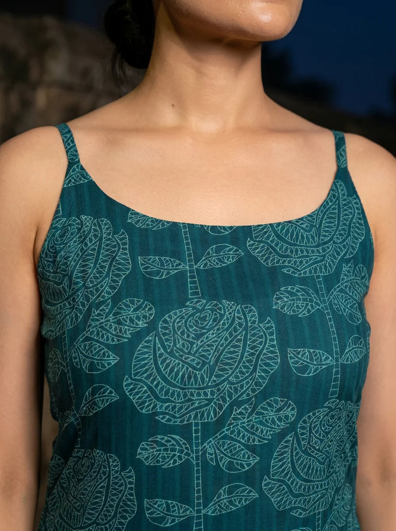 teal strappy kurta scoop neckline