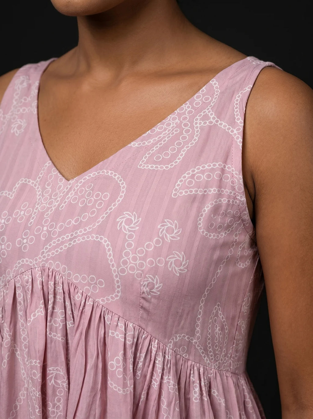 baby pink schiffli neckline closeup
