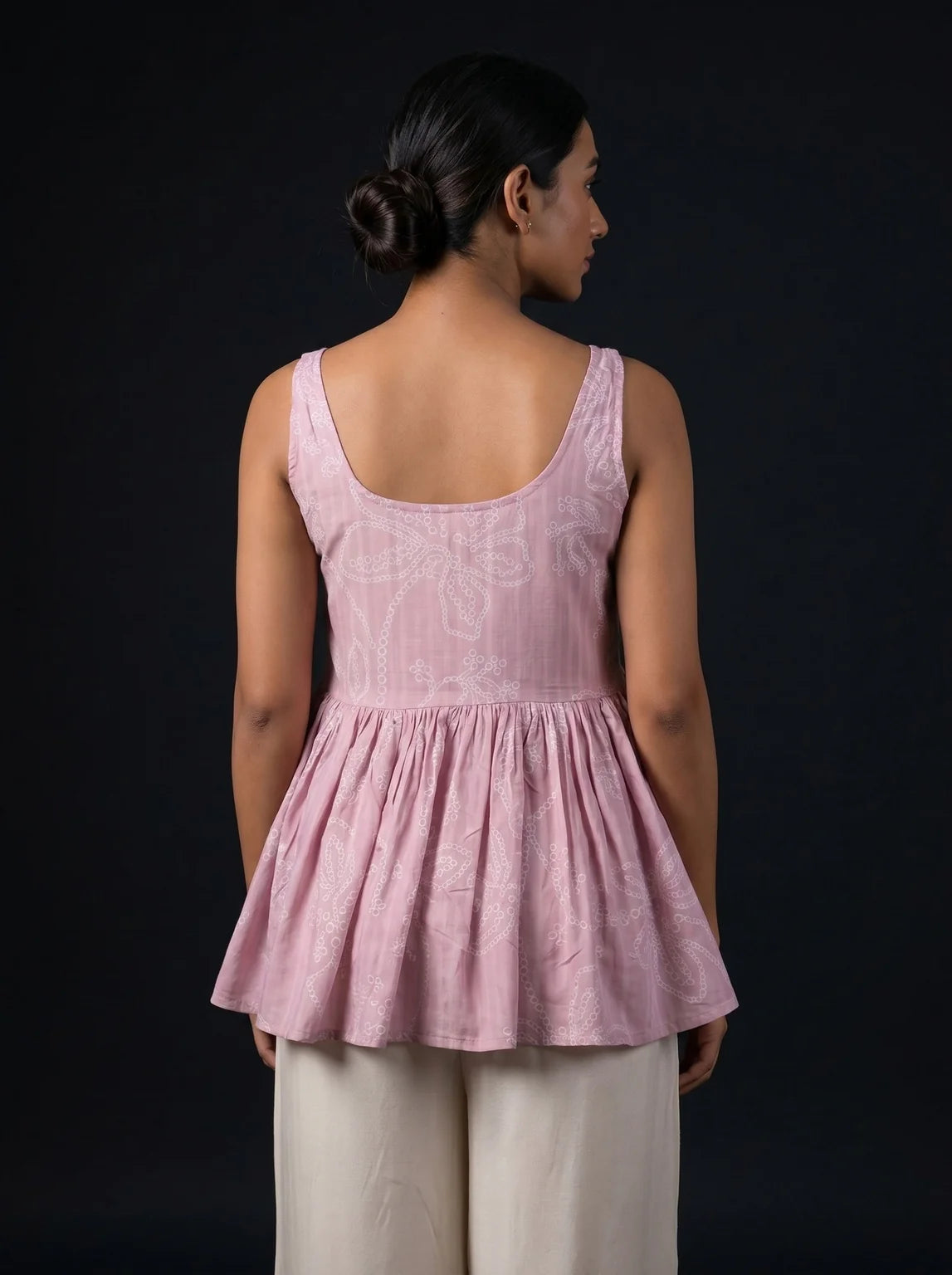 baby pink schiffli top back view