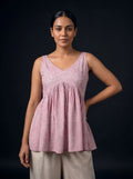 baby pink schiffli top front view