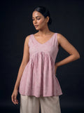 baby pink schiffli top secondary front view