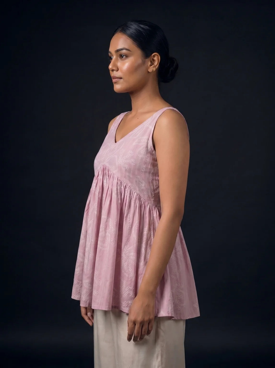 baby pink schiffli top side profile
