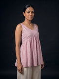 baby pink schiffli top three quarter view