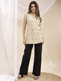 beige floral print kurti front