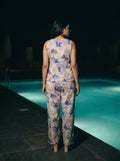 blue abstract print co ord set back