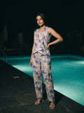 blue abstract print co ord set front relaxed