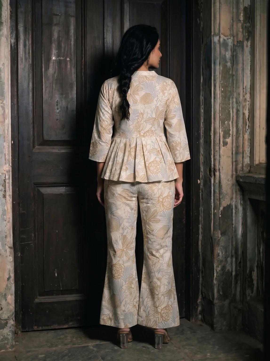 chikoo floral peplum co ord set back