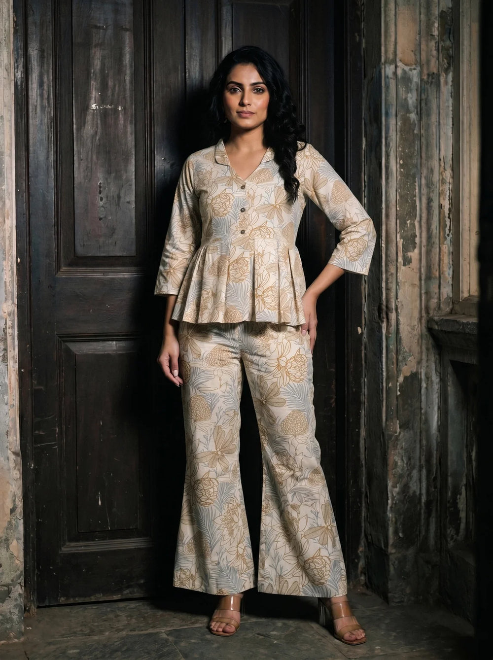 chikoo floral peplum co ord set front full