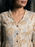 chikoo floral peplum top lapel collar button detail