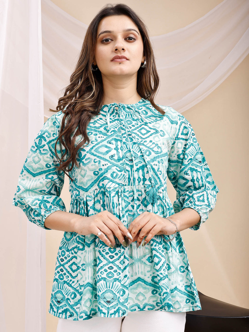 Cotton Turquoise Kurti 1