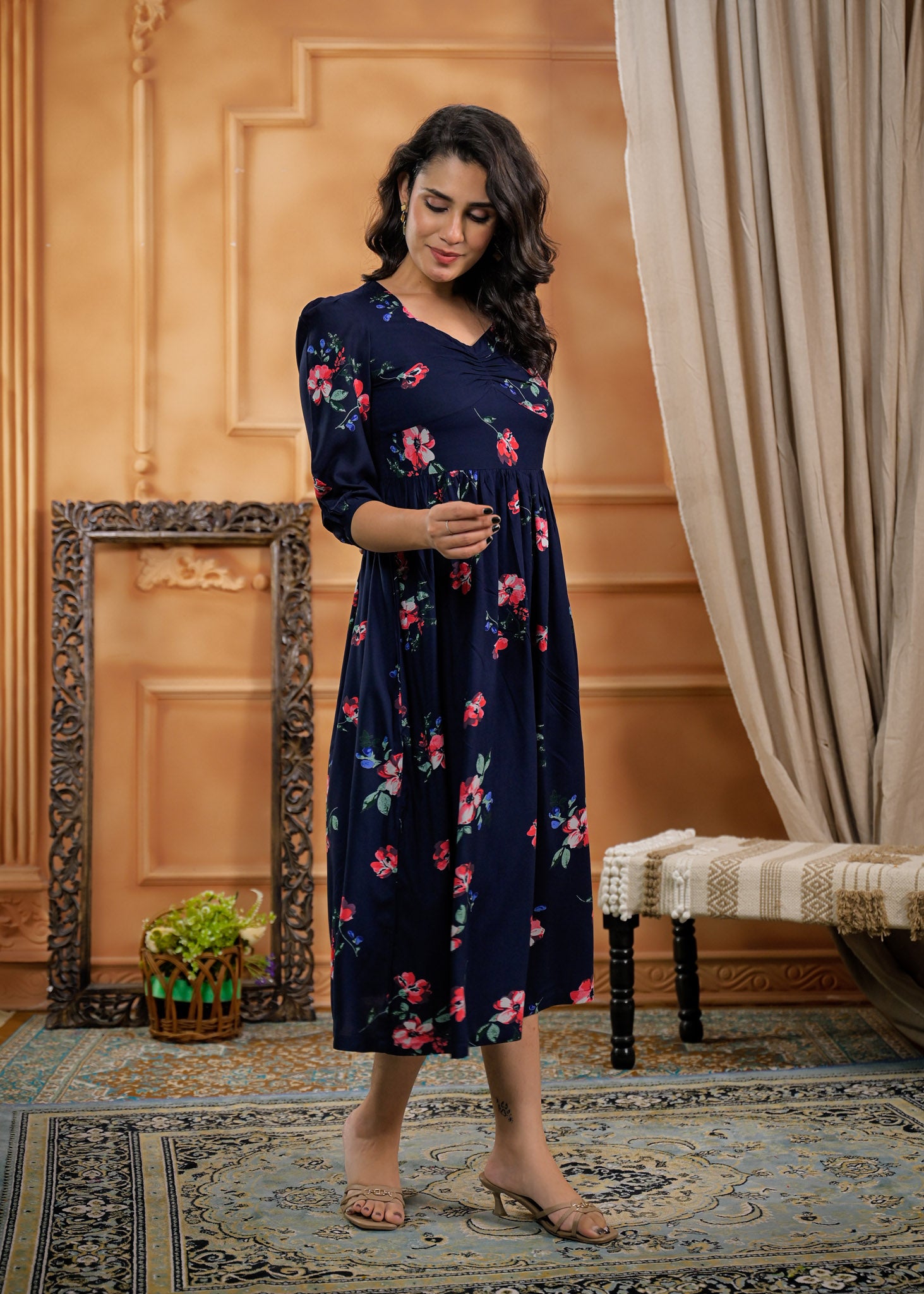 Rayon Navy Blue Dress 2