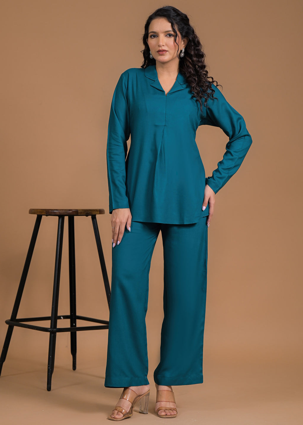 Pure Viscose Teal Coord Set