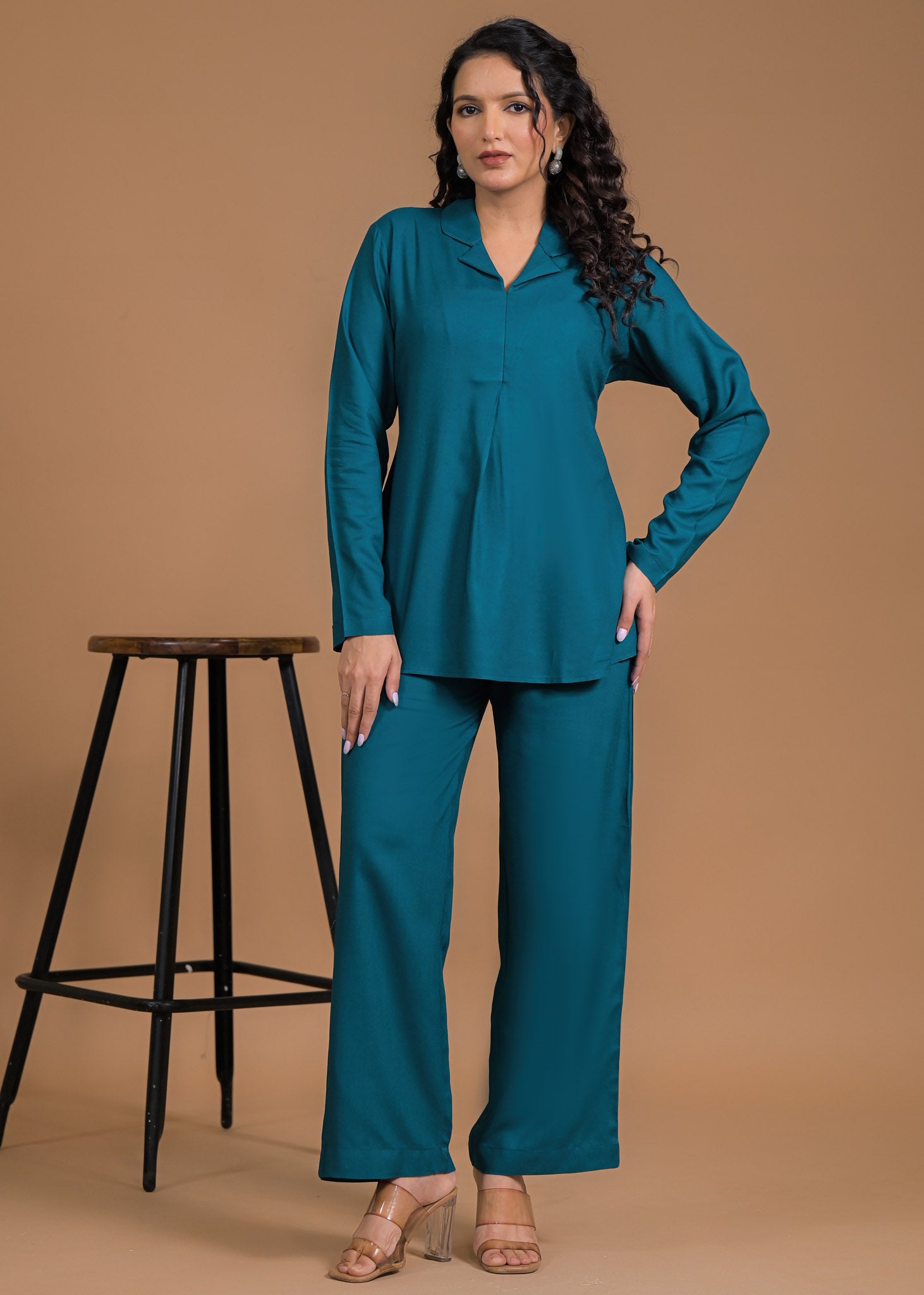 Pure Viscose Teal Coord Set