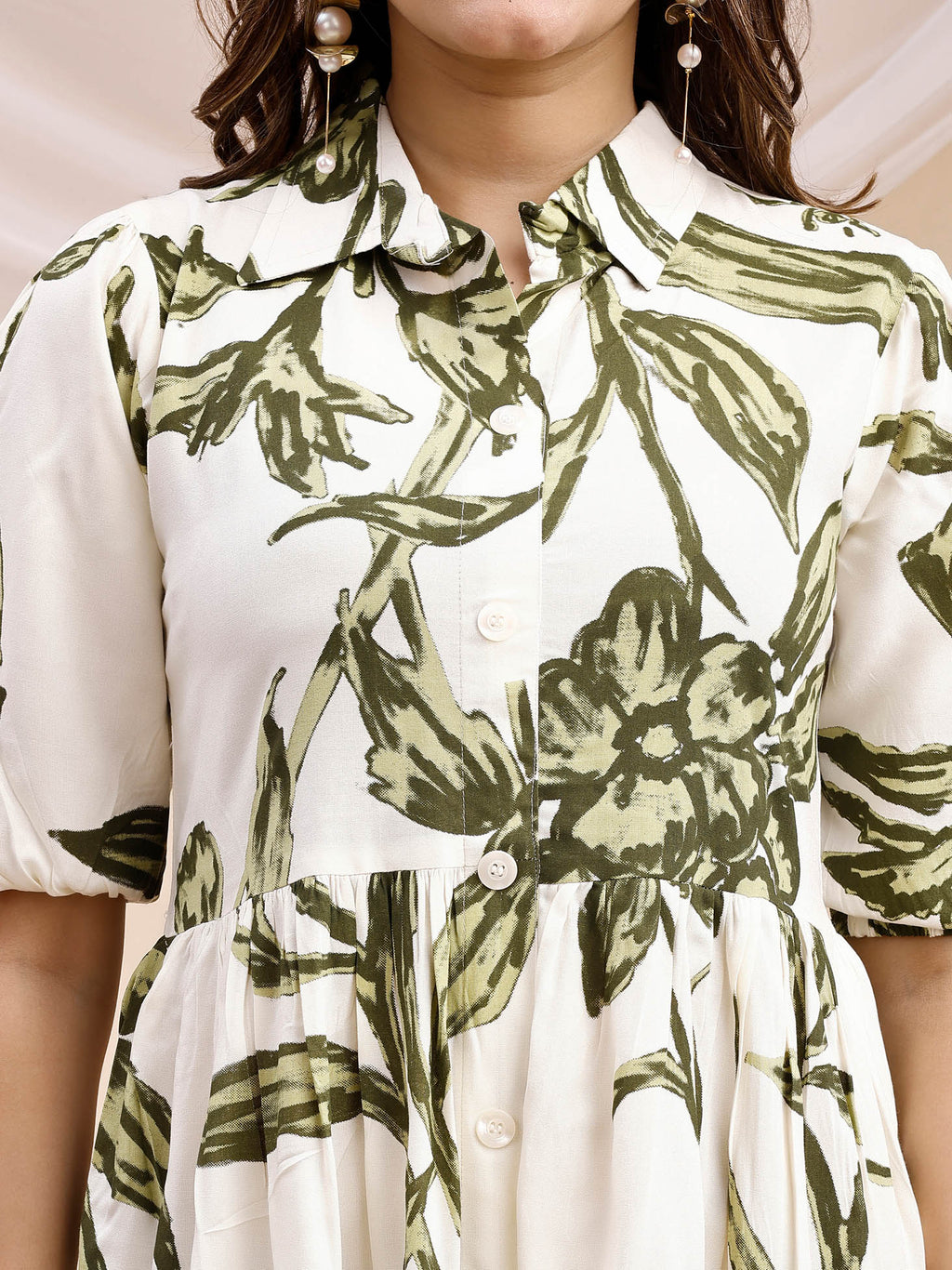 Rayon Bottle Green Dress 6