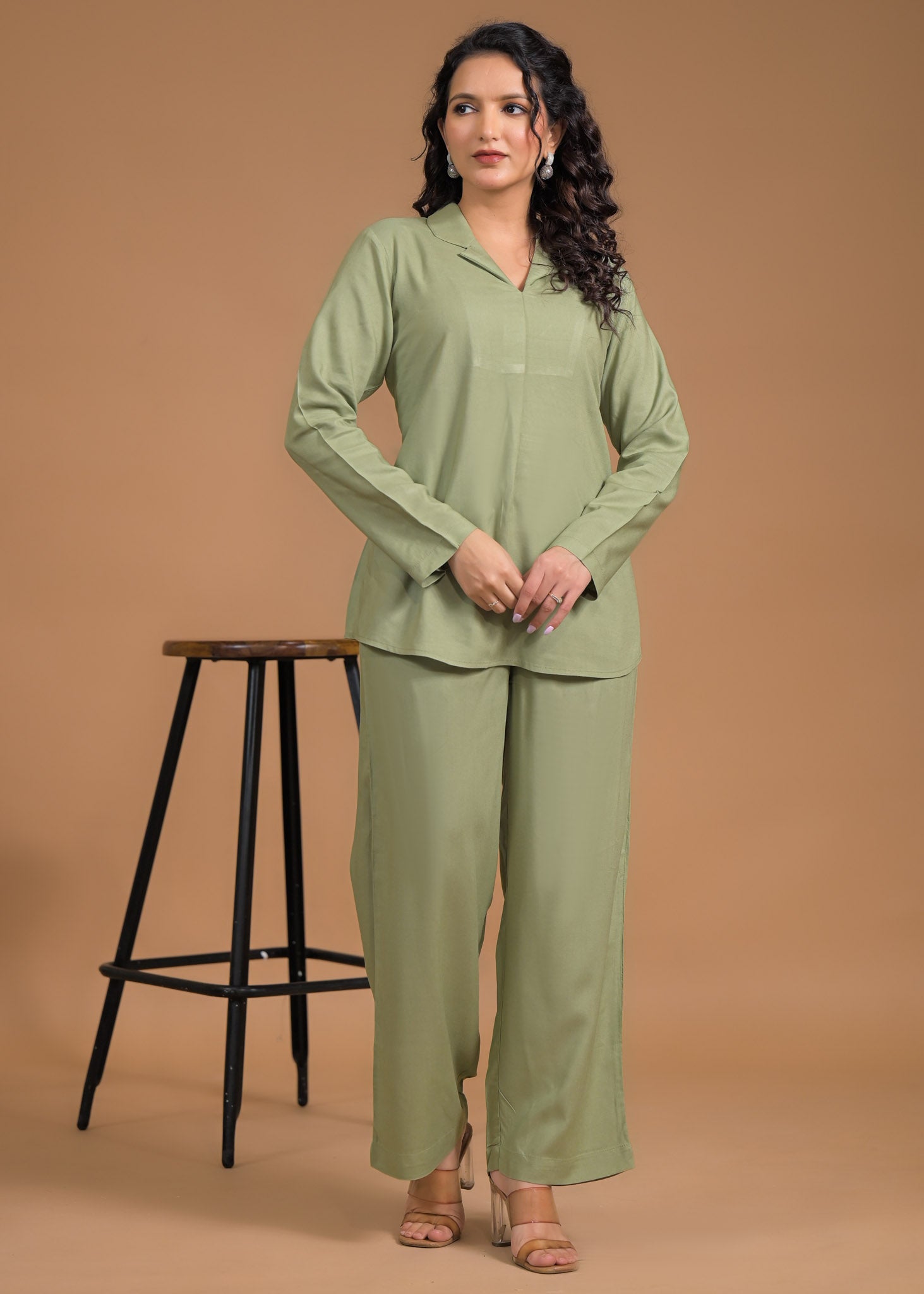 Rayon Sage Green Coord Set