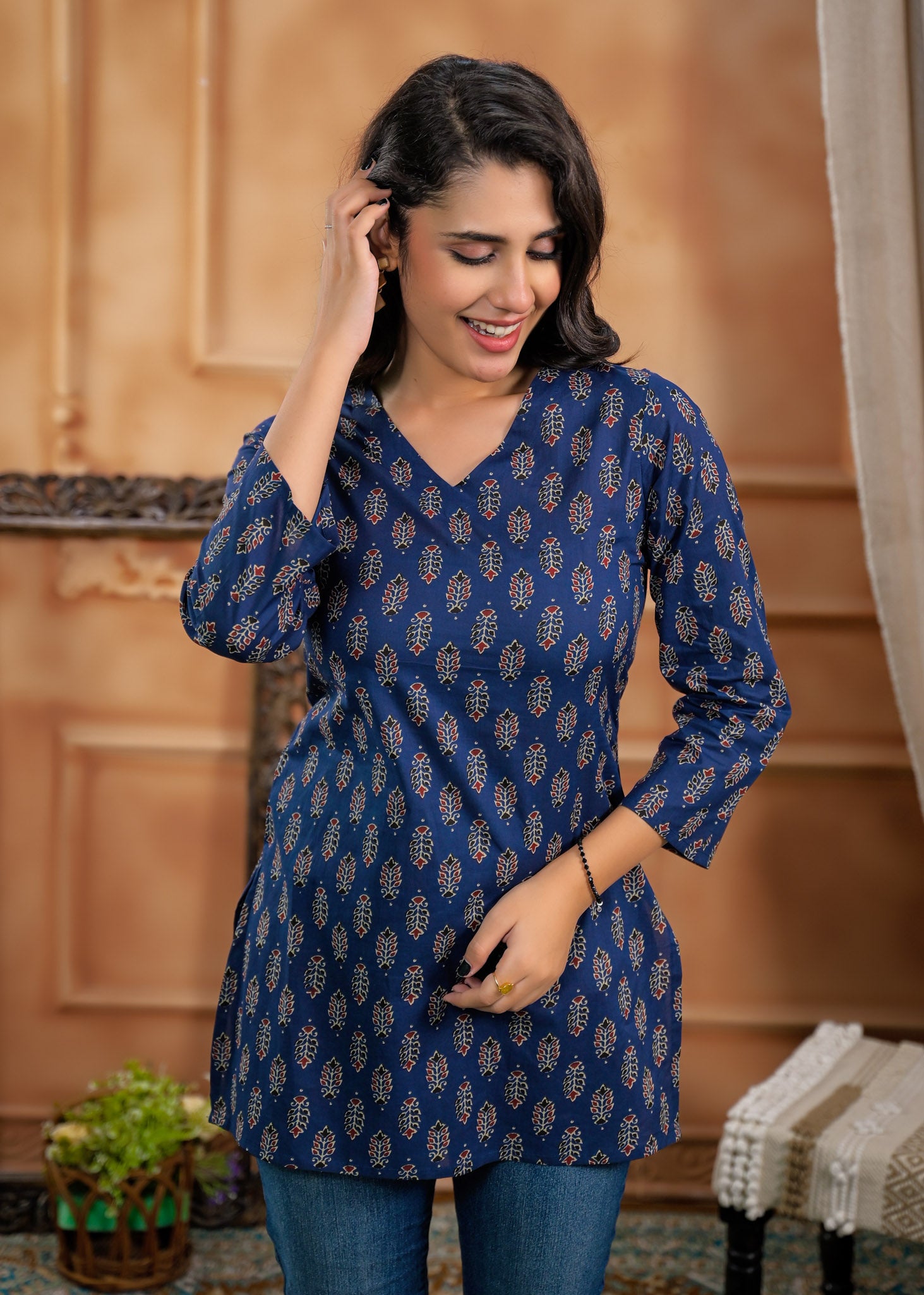 Pure Cotton Navy Blue Kurti 1
