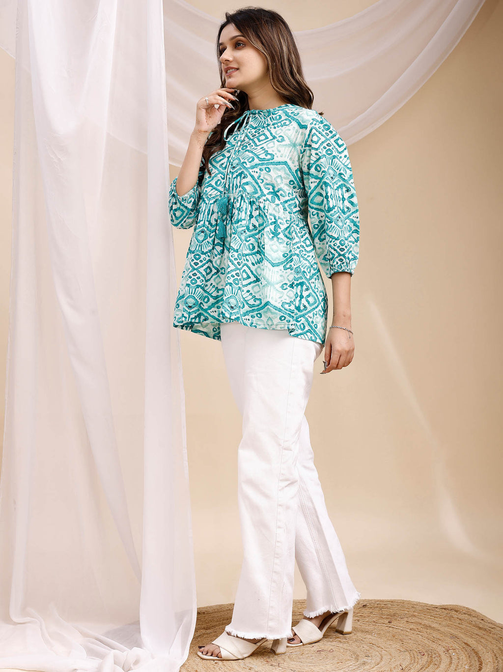 Cotton Turquoise Kurti 3