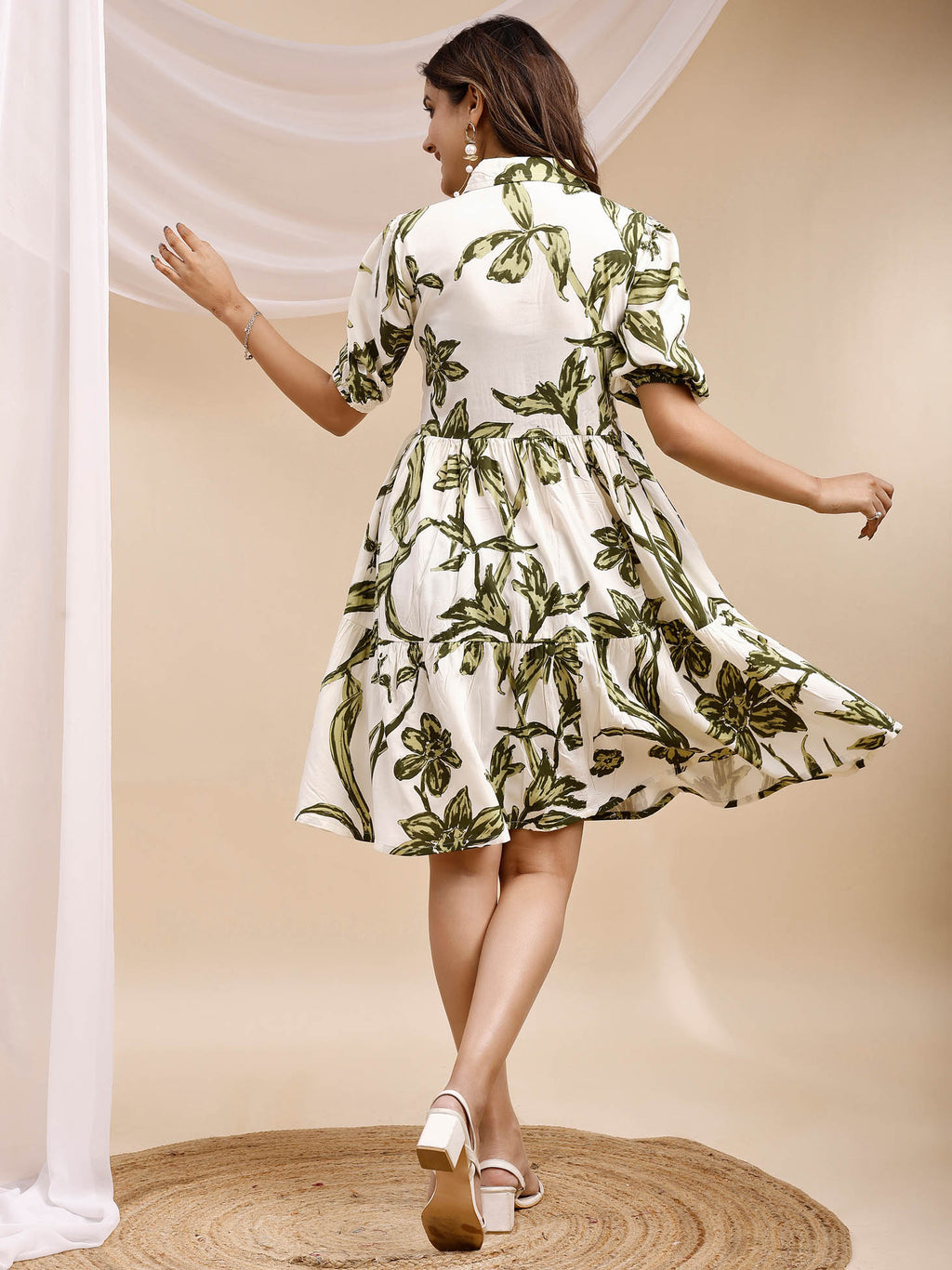 Rayon Bottle Green Dress 2