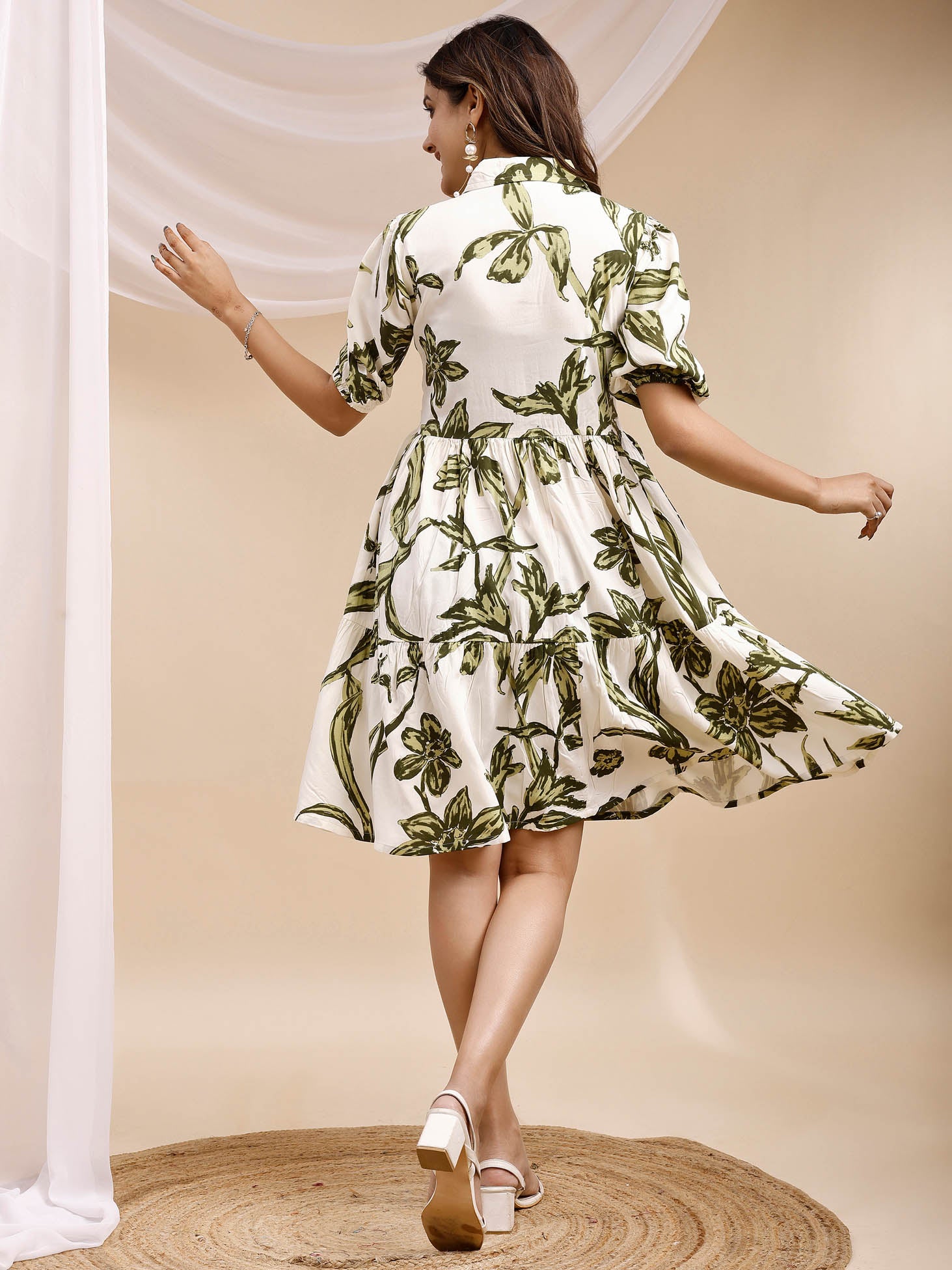 Rayon Bottle Green Dress 2