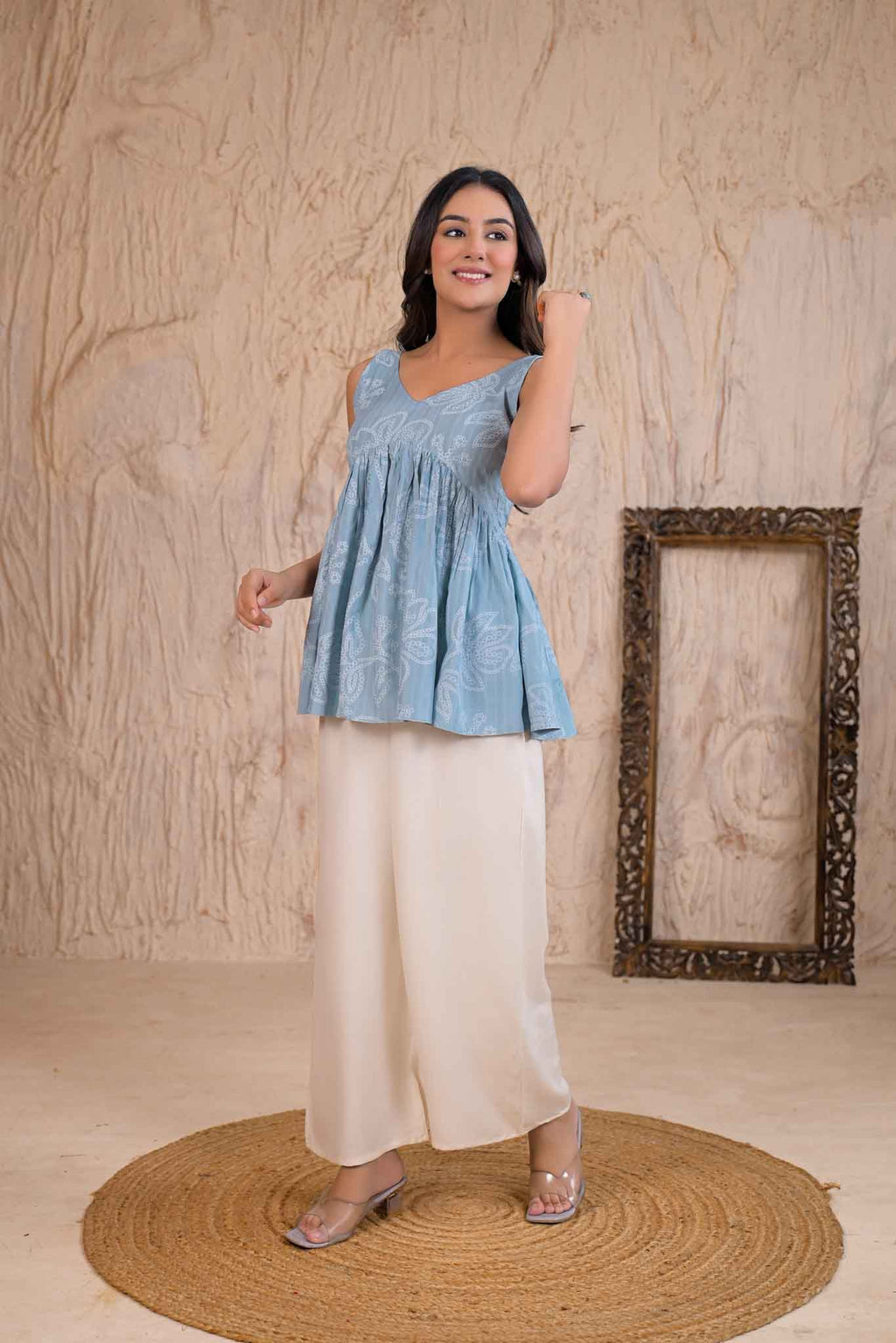 Rayon Powder Blue Kurti 1