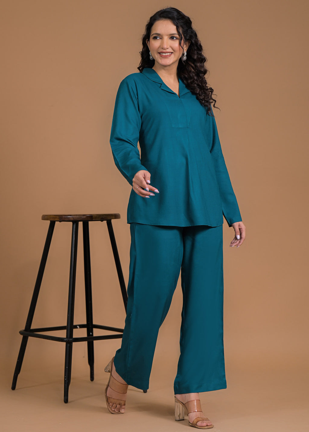 Rayon Teal Coord Set