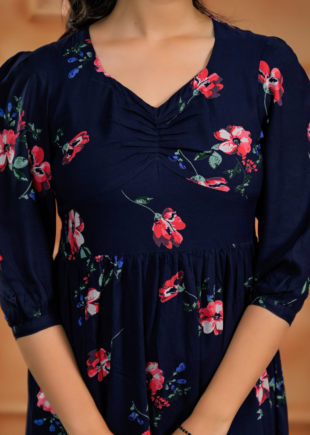 Rayon Navy Blue Dress 6