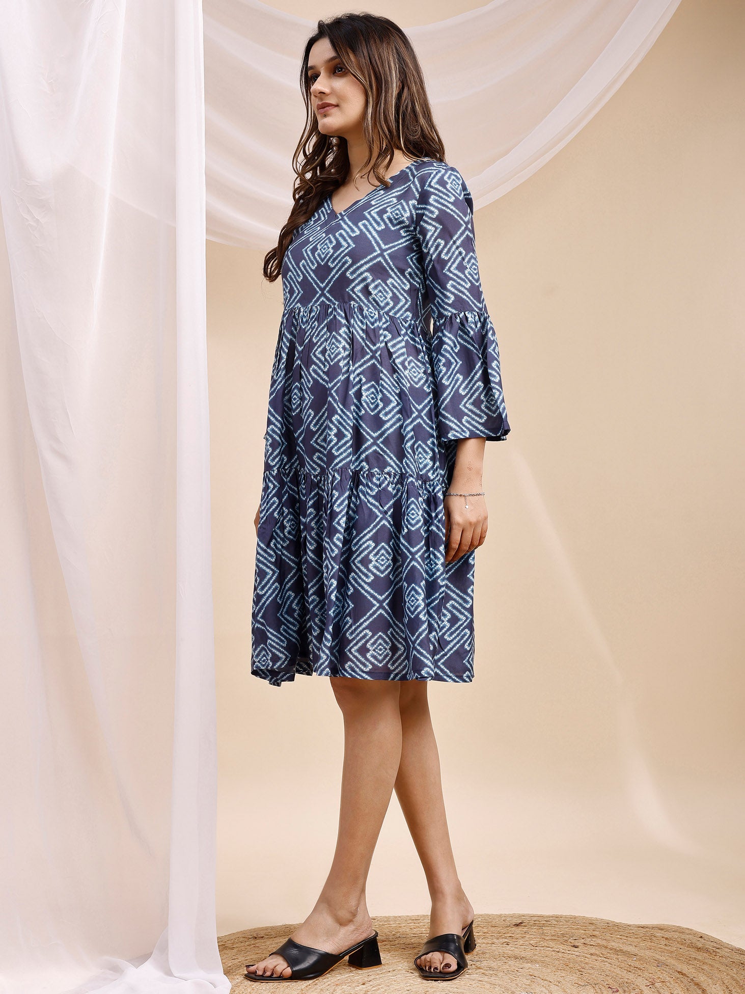 Viscose Muslin Blue Dress 5