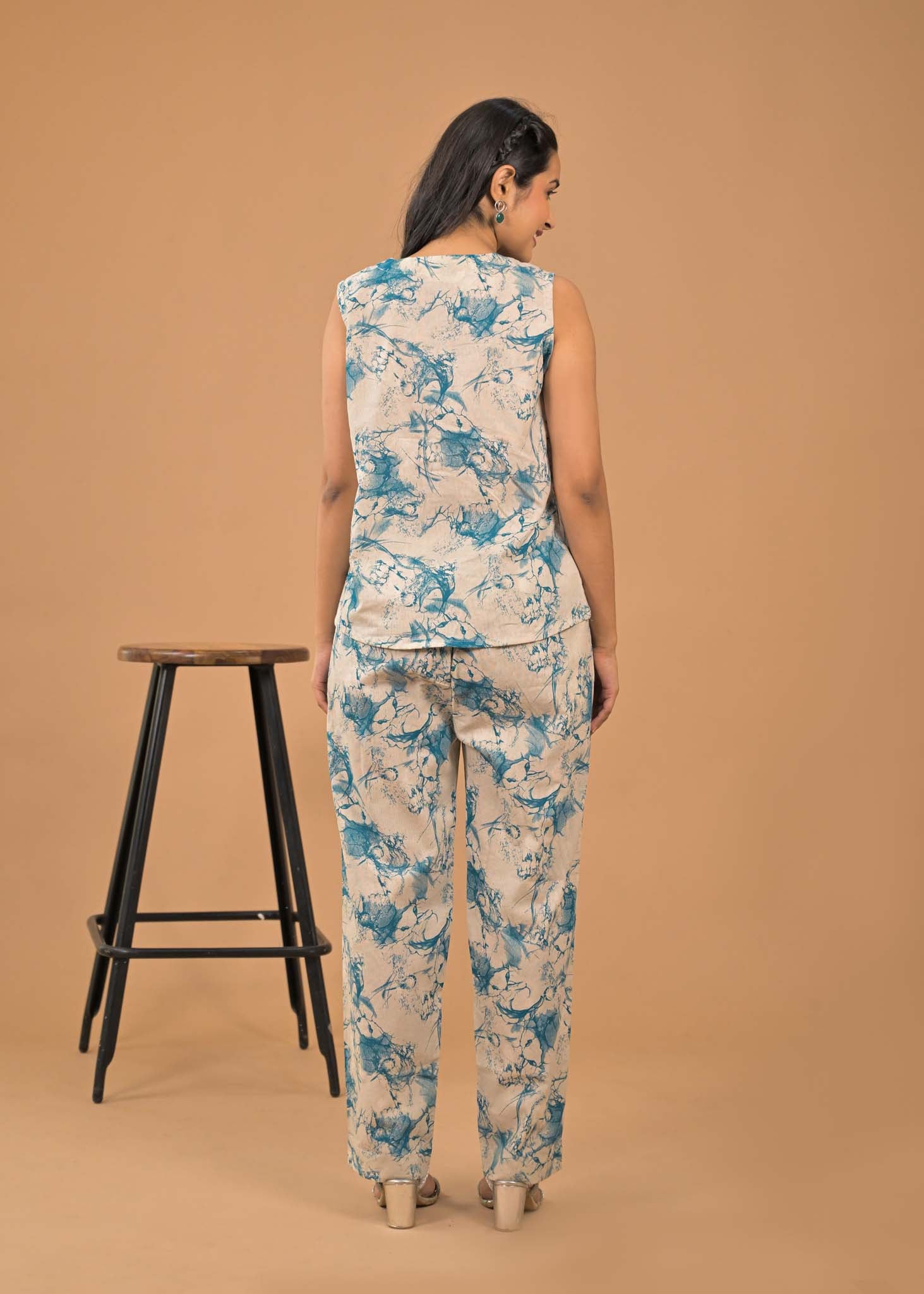 Pure Cotton Morpeach Abstract Print Co-ord Set Back