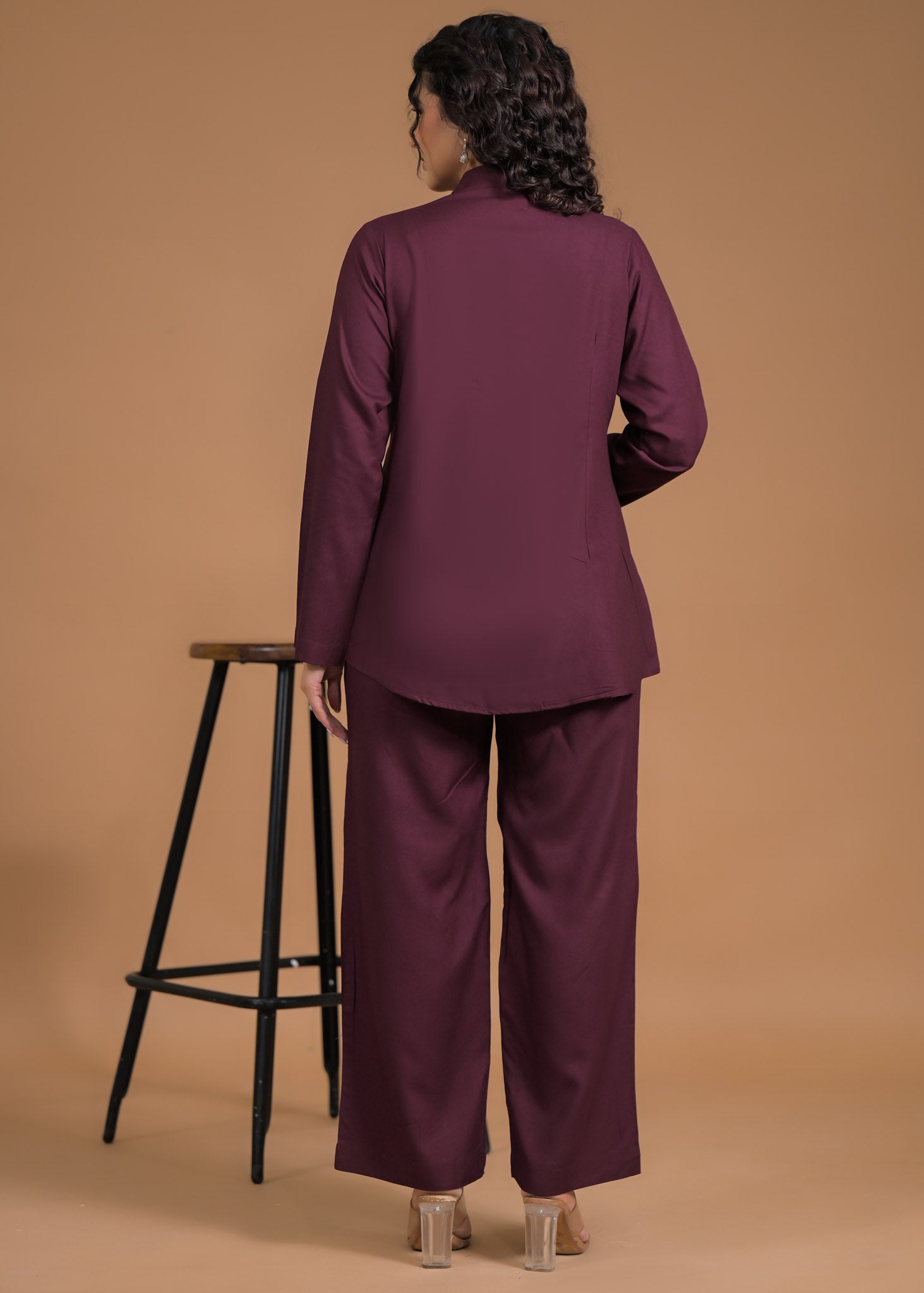 Pure Viscose Maroon Coord Set Back