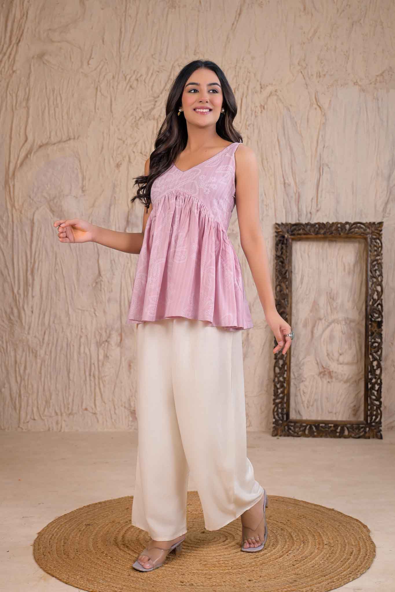 Rayon Baby Pink Kurti 5