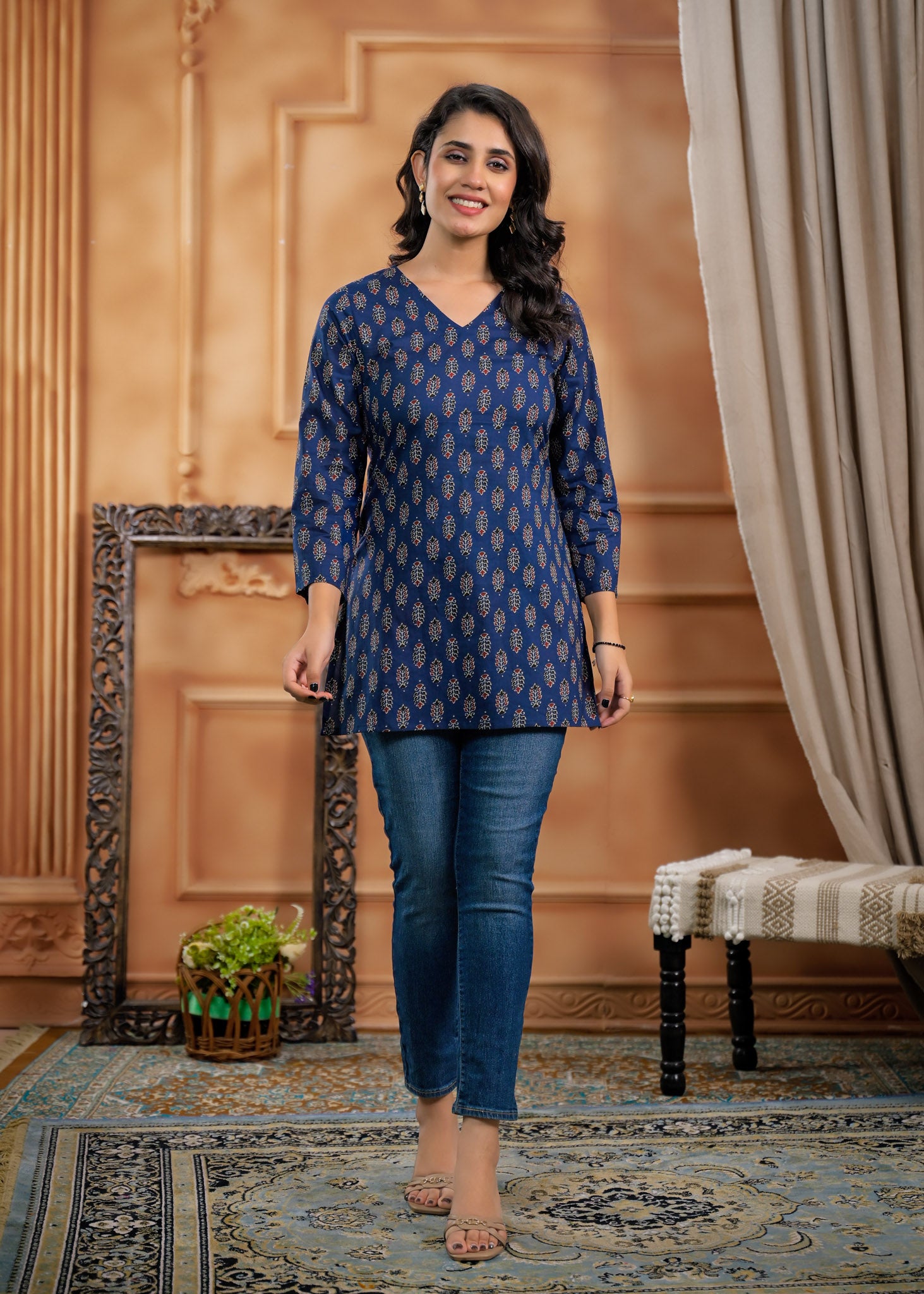 Pure Cotton Navy Blue Kurti 2