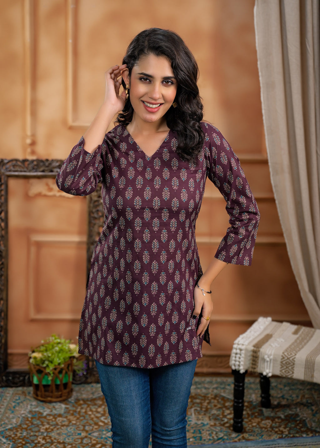 Pure Cotton Wine Kurti1