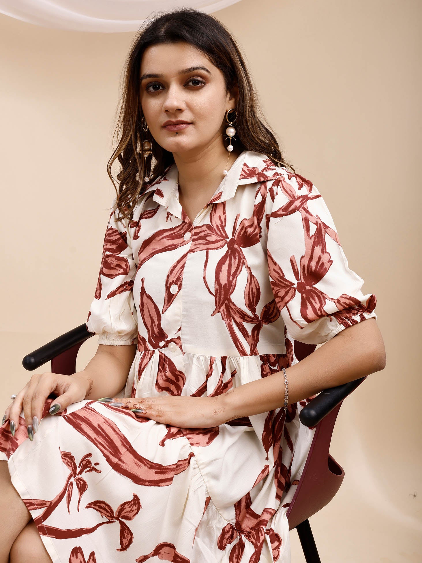 Rayon Maroon Dress 3