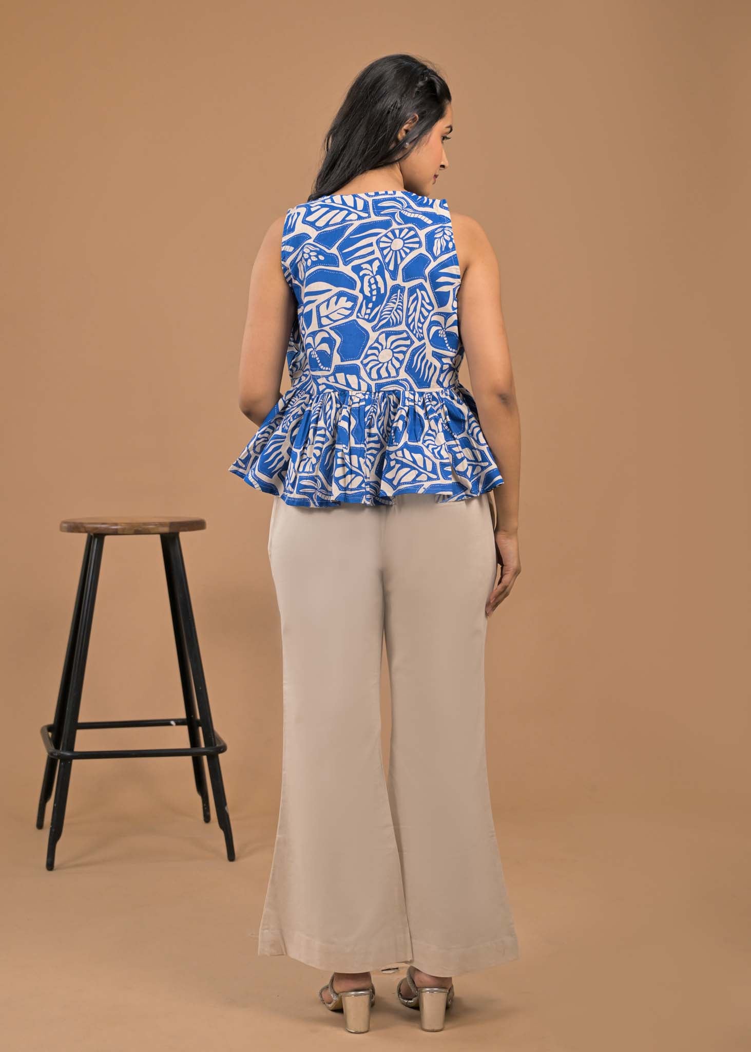 Pure Cotton Blue Top and Bottom Set Back