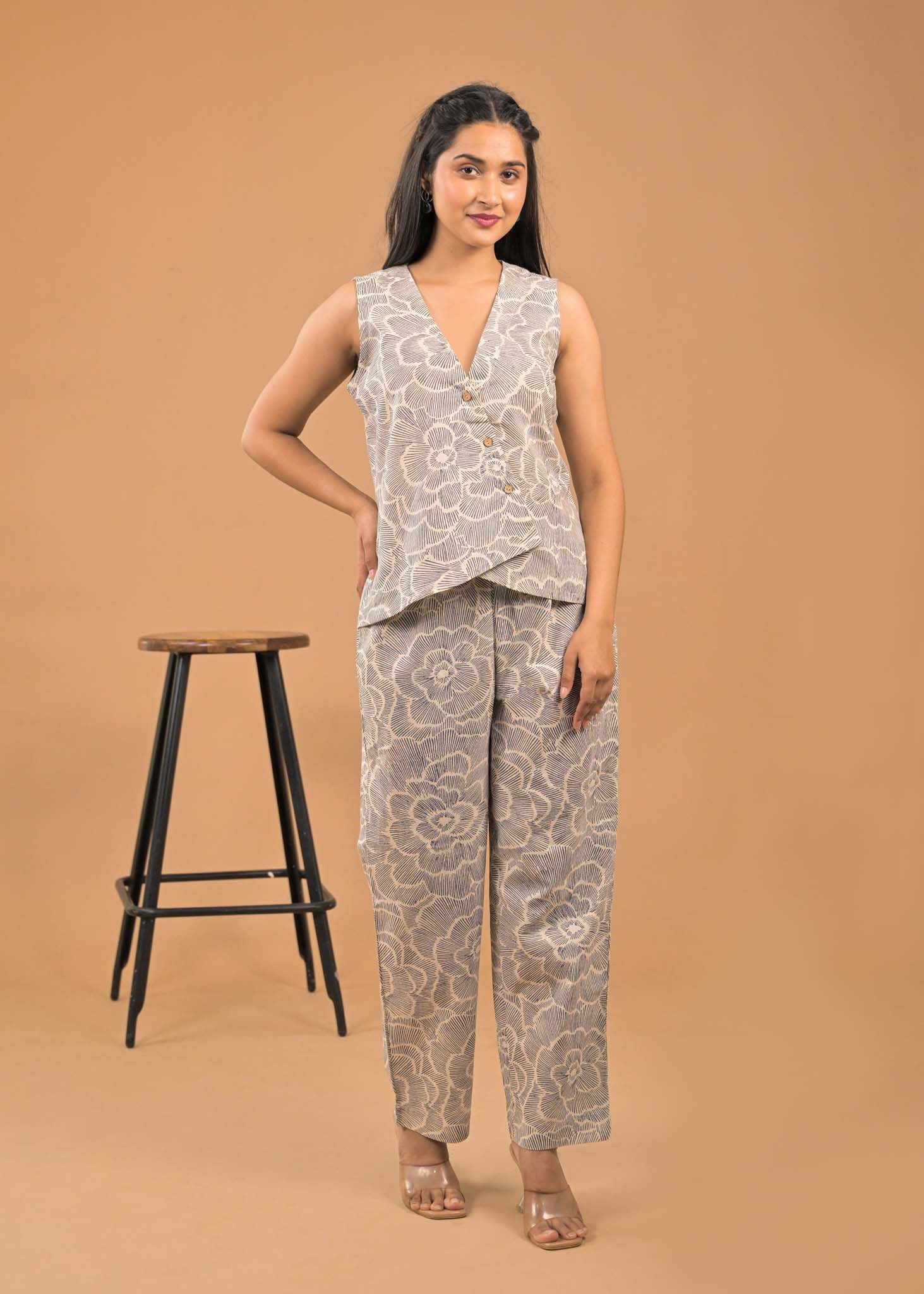 Co-ord Set With Waistcoat Style Top