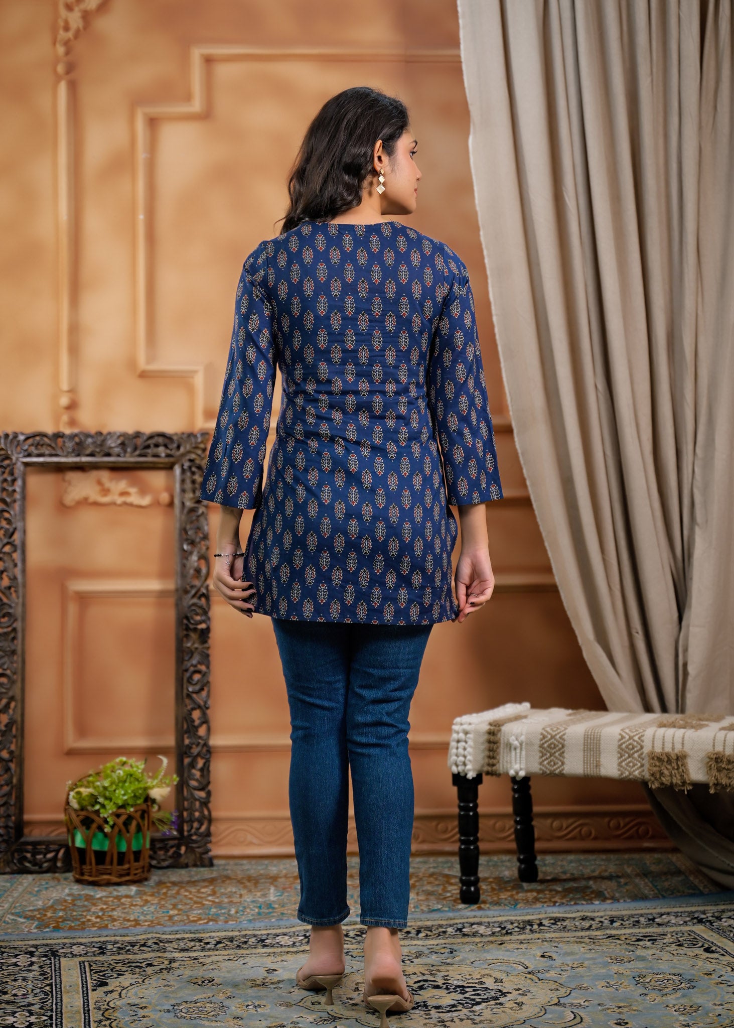 Pure Cotton Navy Blue Kurti 4