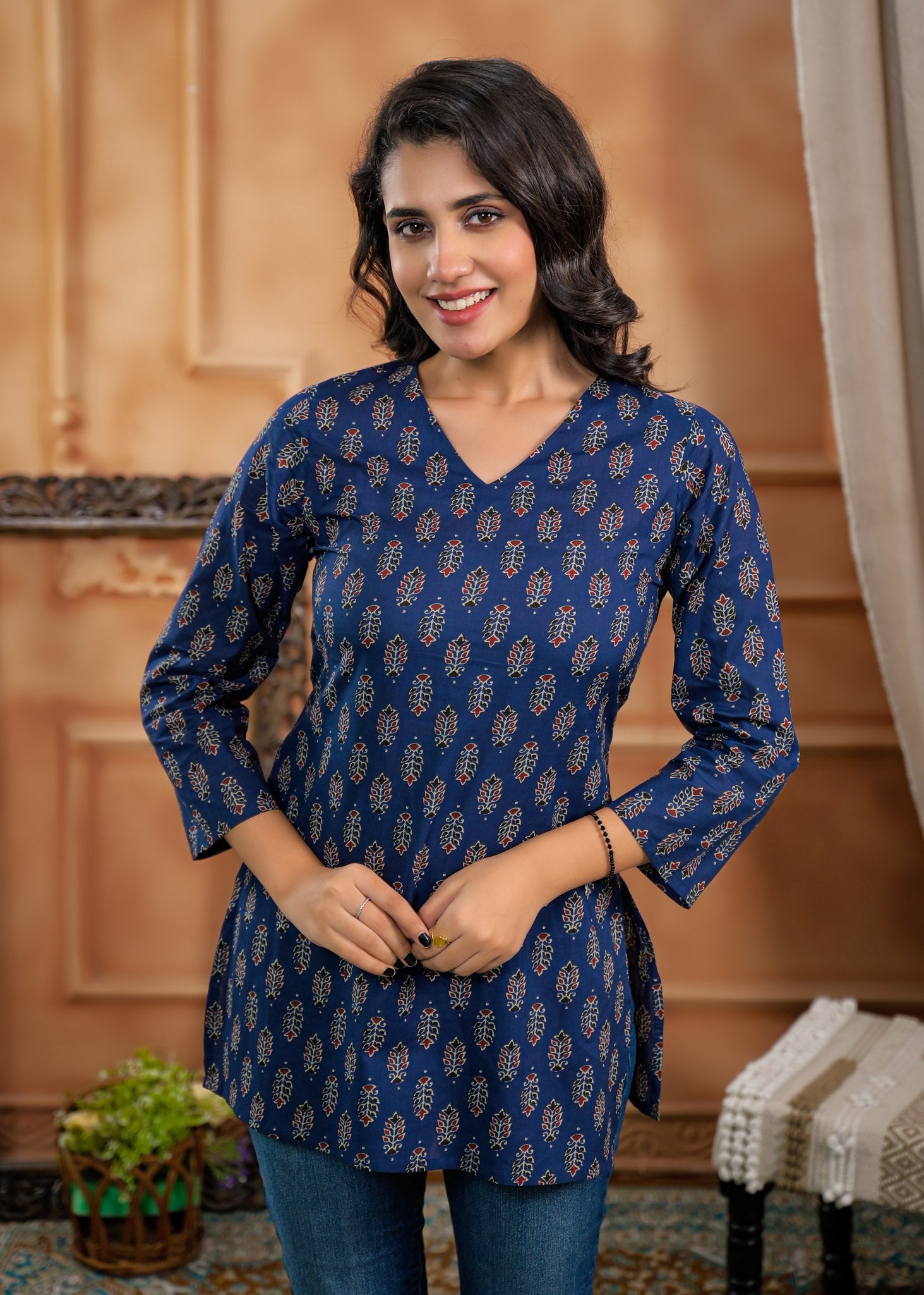 Pure Cotton Navy Blue Kurti 3