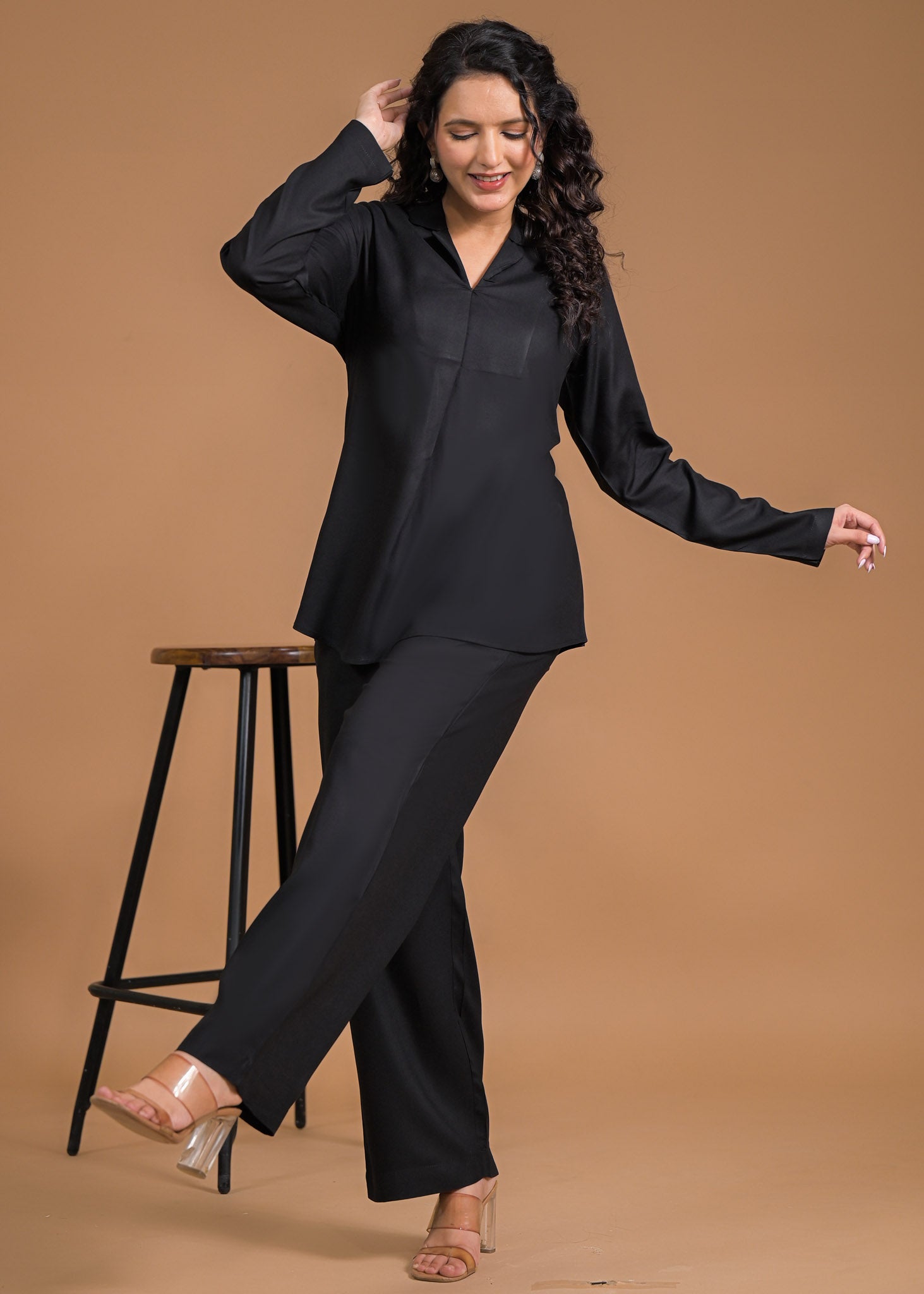 Rayon Black Coord Set Front