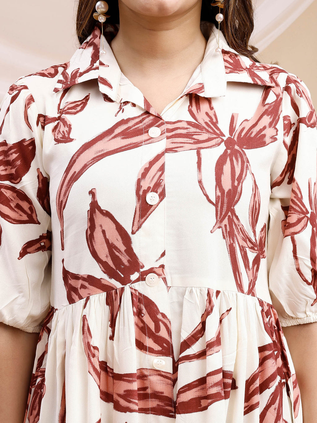 Rayon Maroon Dress 5