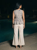 grey tropical tile print peplum co ord set back