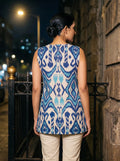 indigo and white ikat sleeveless tunic back view