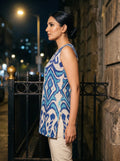 indigo ikat tunic side profile with slit