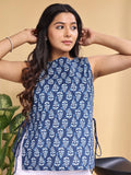 indigo kurti side lace up tie detail