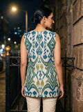 rama green and white ikat sleeveless tunic back view