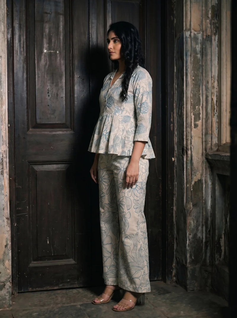 rama floral peplum co ord set side