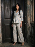 rama floral peplum co ord set three quarter