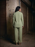 sage green solid viscose co ord set back